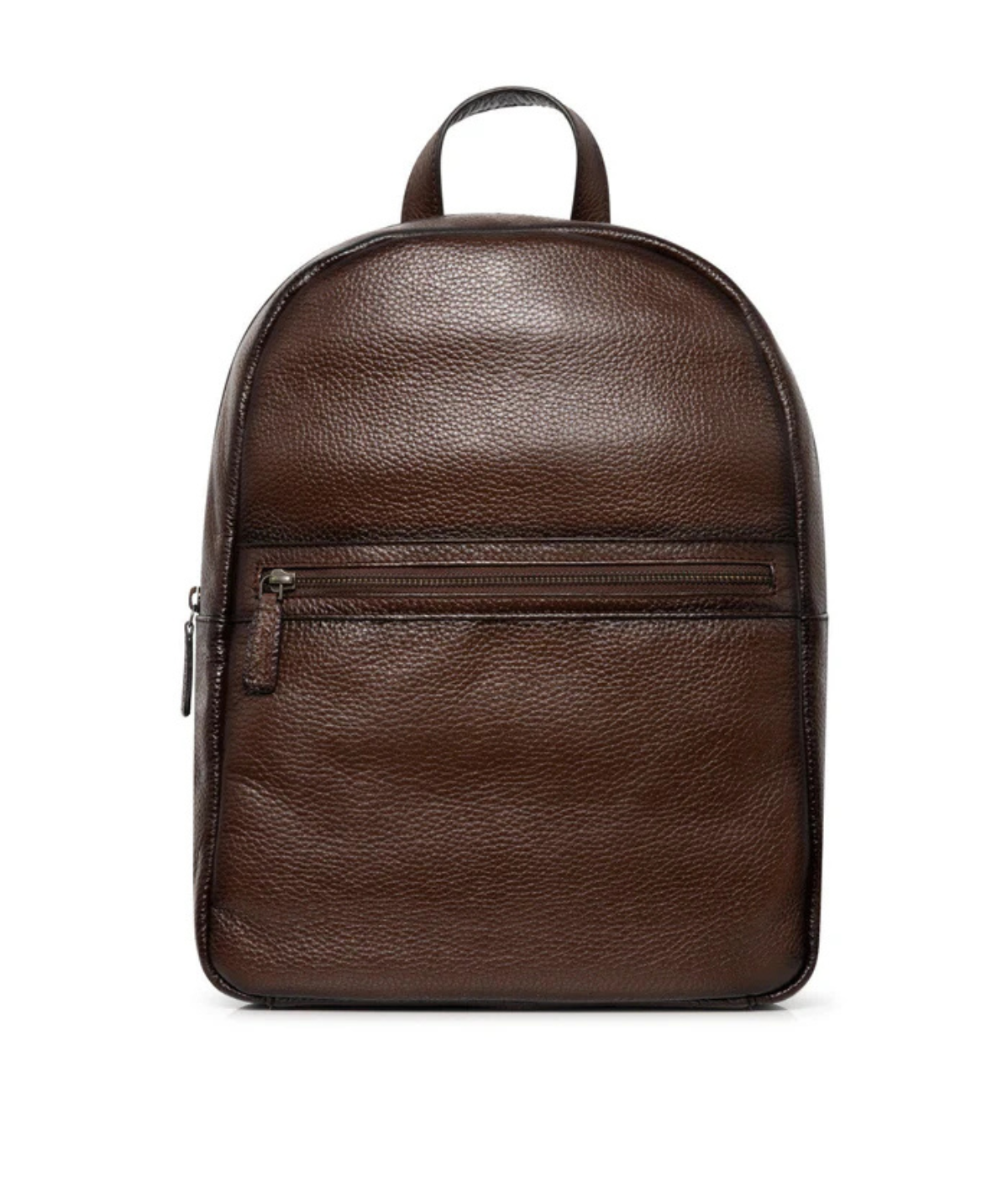 Grained Brown Leather Backpack
