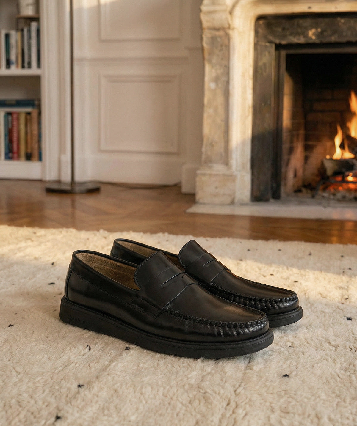 EDUARDO Black Smooth Loafers