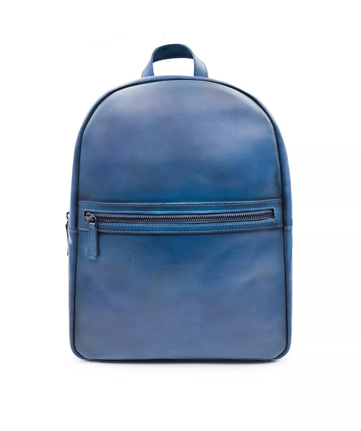Patinated Blue Leather Backpack