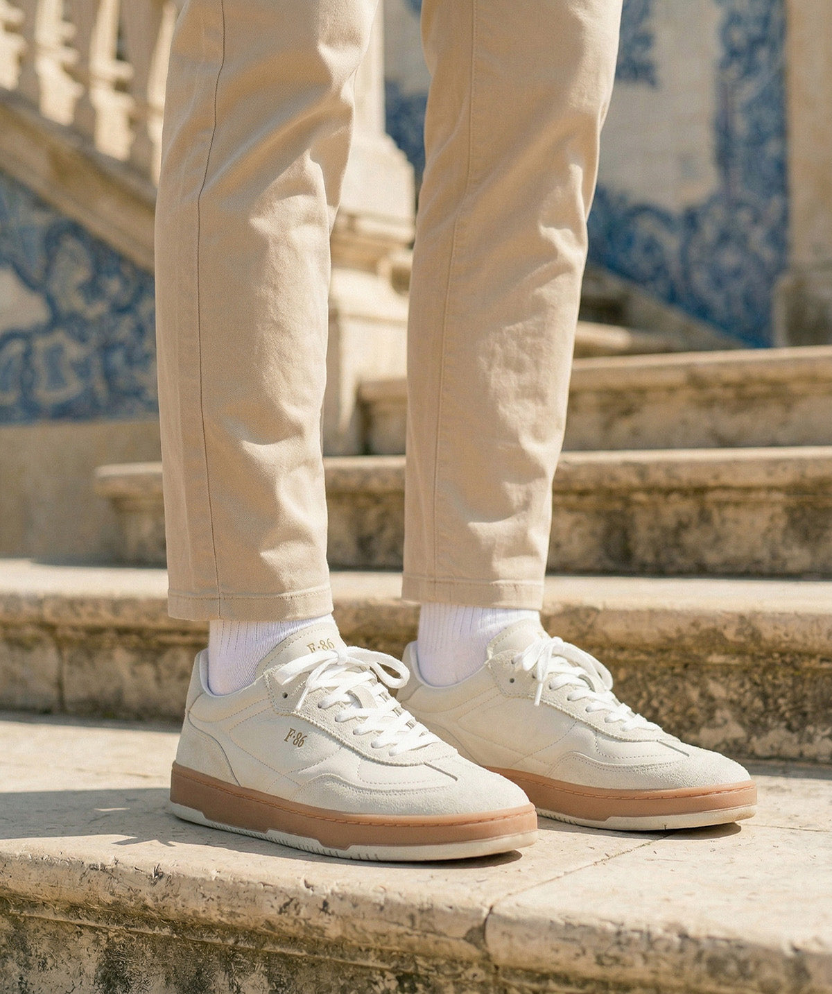 JULES White Two-Material Sneakers
