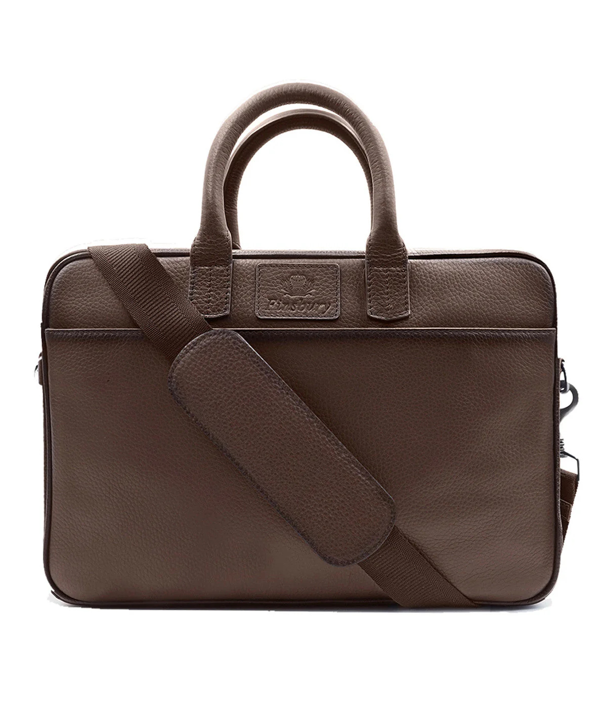 Grained Dark Brown Briefcase