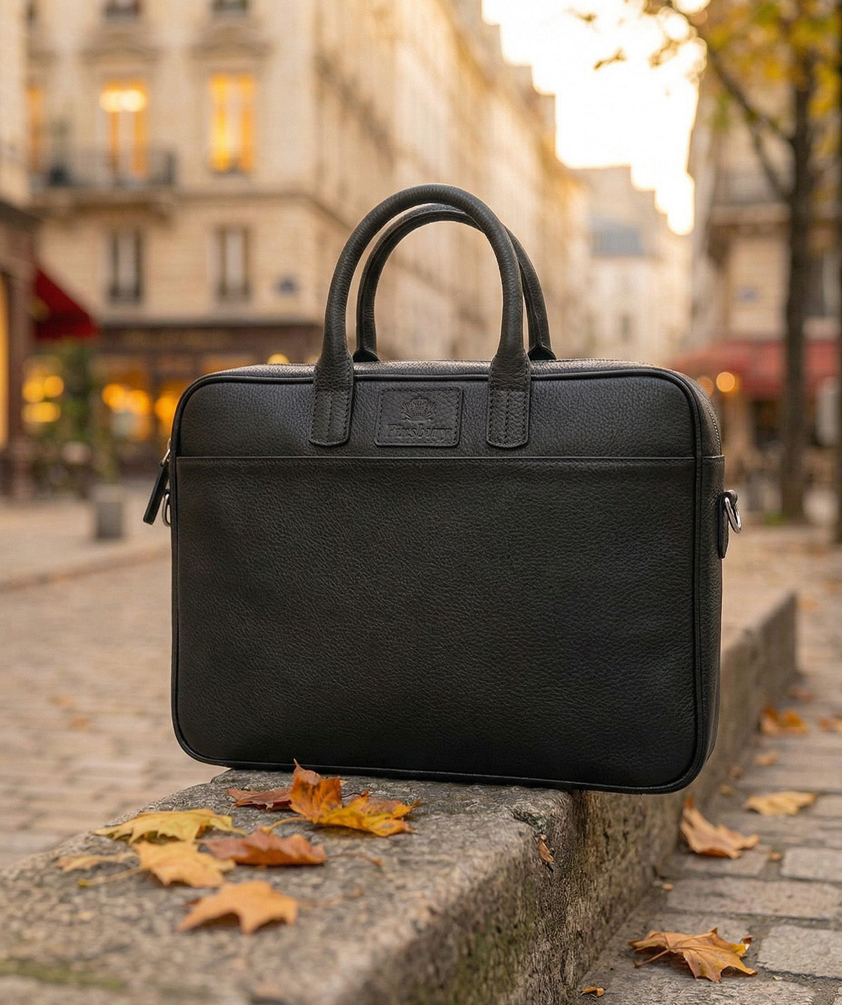 Black Grained Briefcase