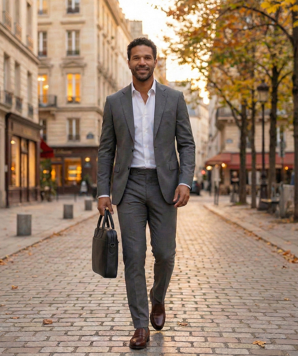 Black Grained Briefcase