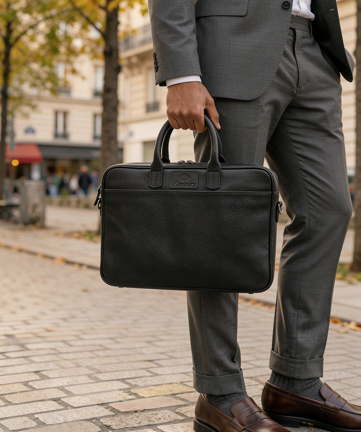 Black Grained Briefcase