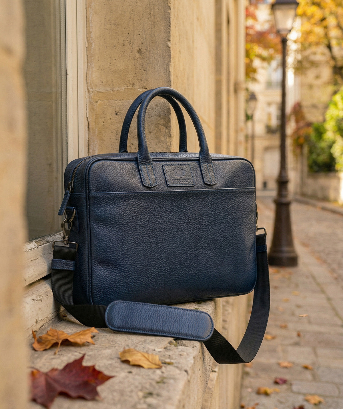 Grained Blue Briefcase