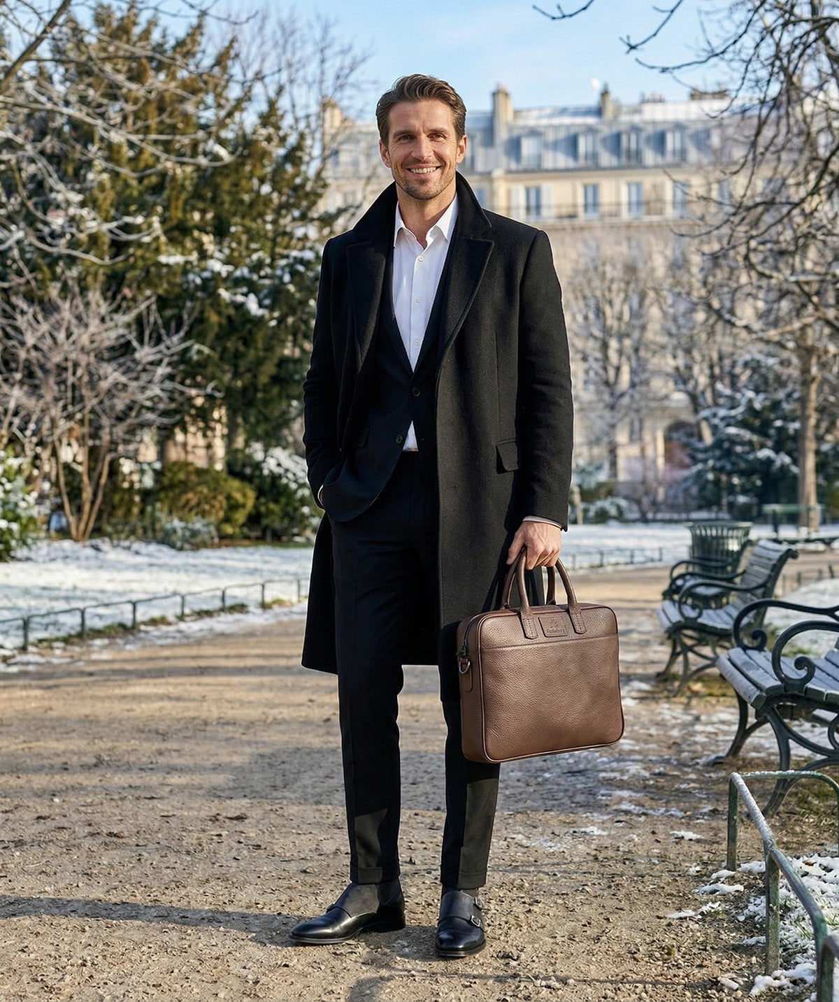 Mallette Grainée Marron Foncé