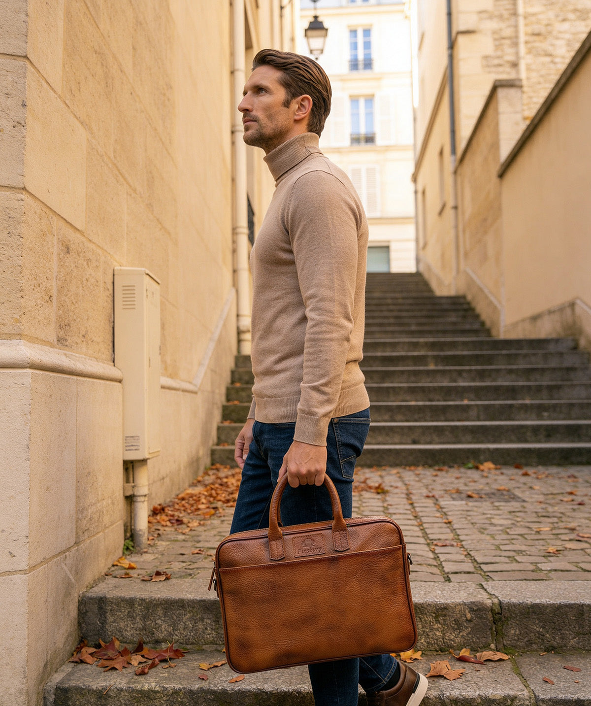 Gold Grained Briefcase