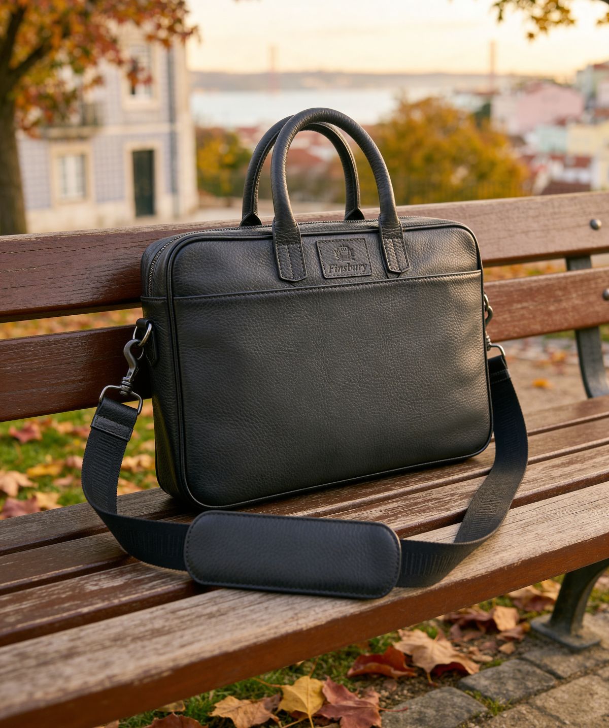 Grey Grained Briefcase