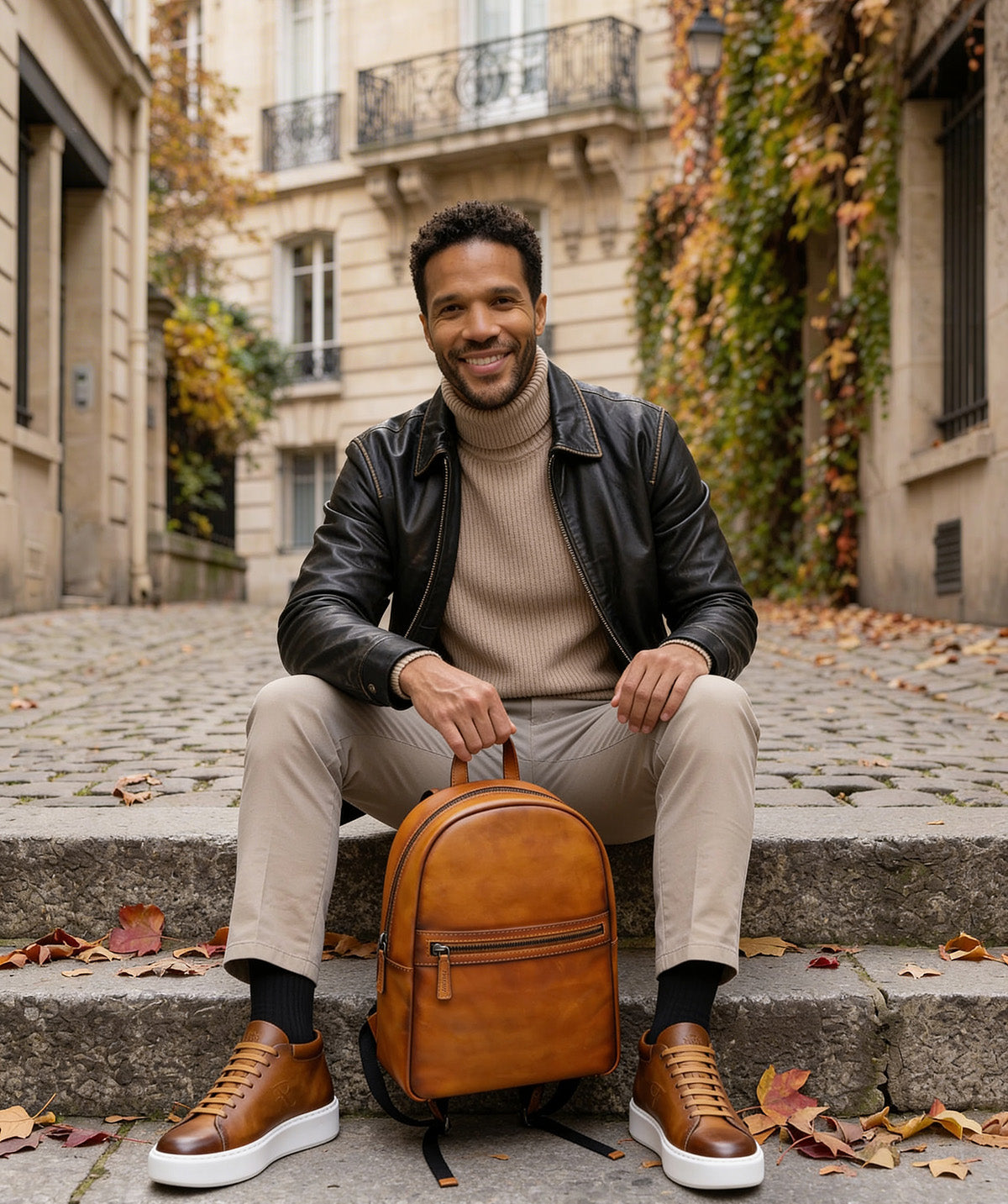 Sac à Dos en Cuir Patiné Gold
