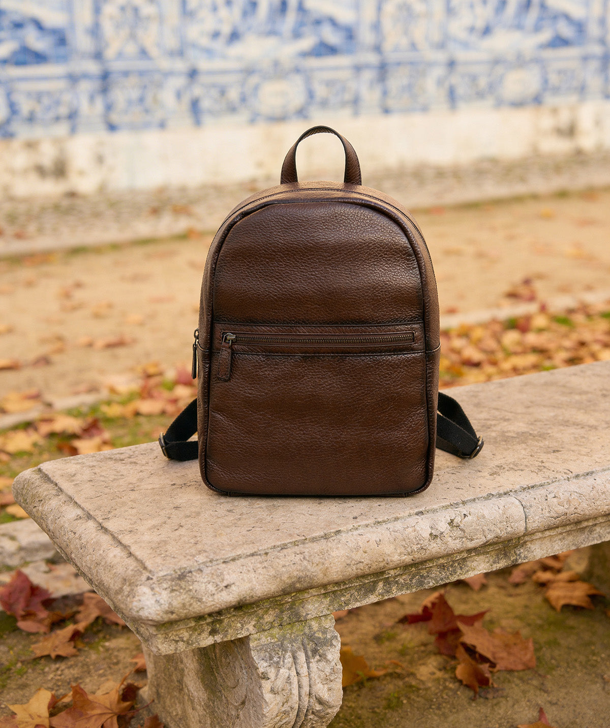 Sac à Dos en Cuir Grainé Marron