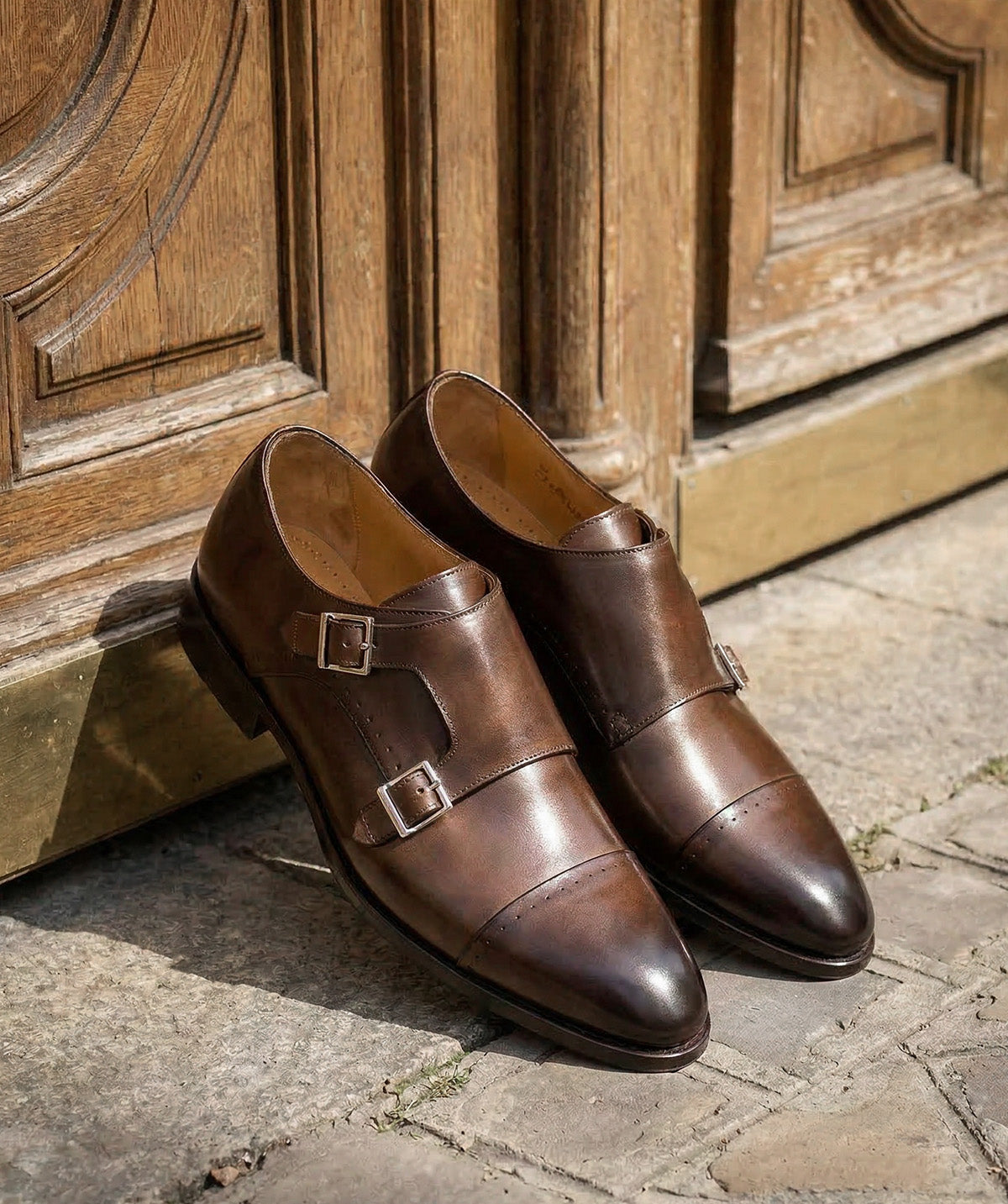 FELICIANO Double Monks Shoes Burnished Brown