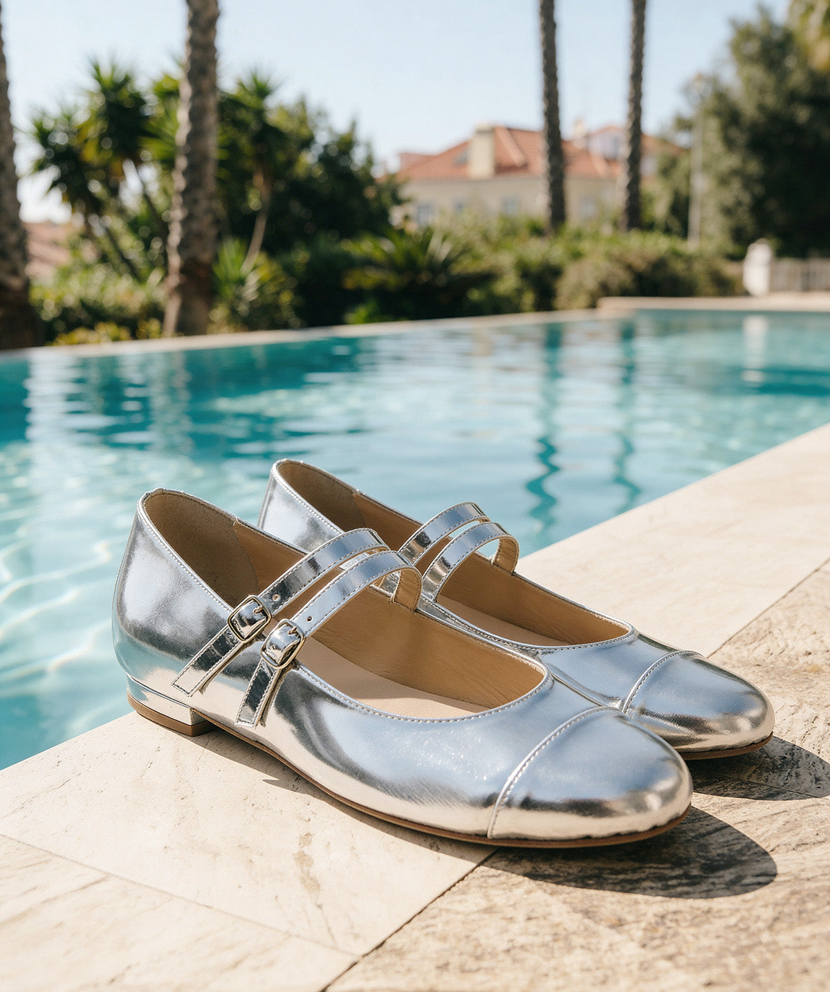 MEREDITH Mirror Silver Ballet Flats