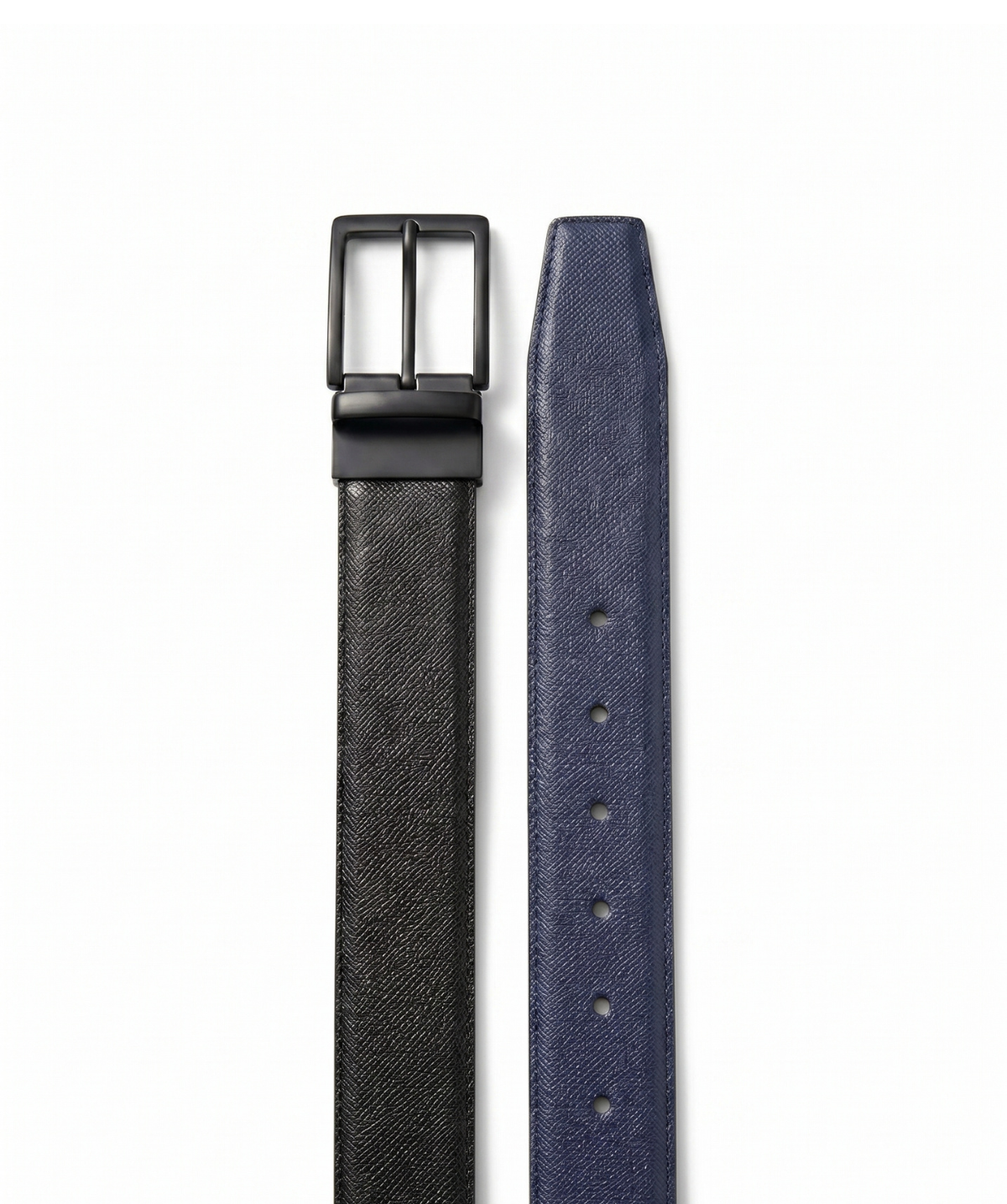 Reversible Black and Blue Leather Belt