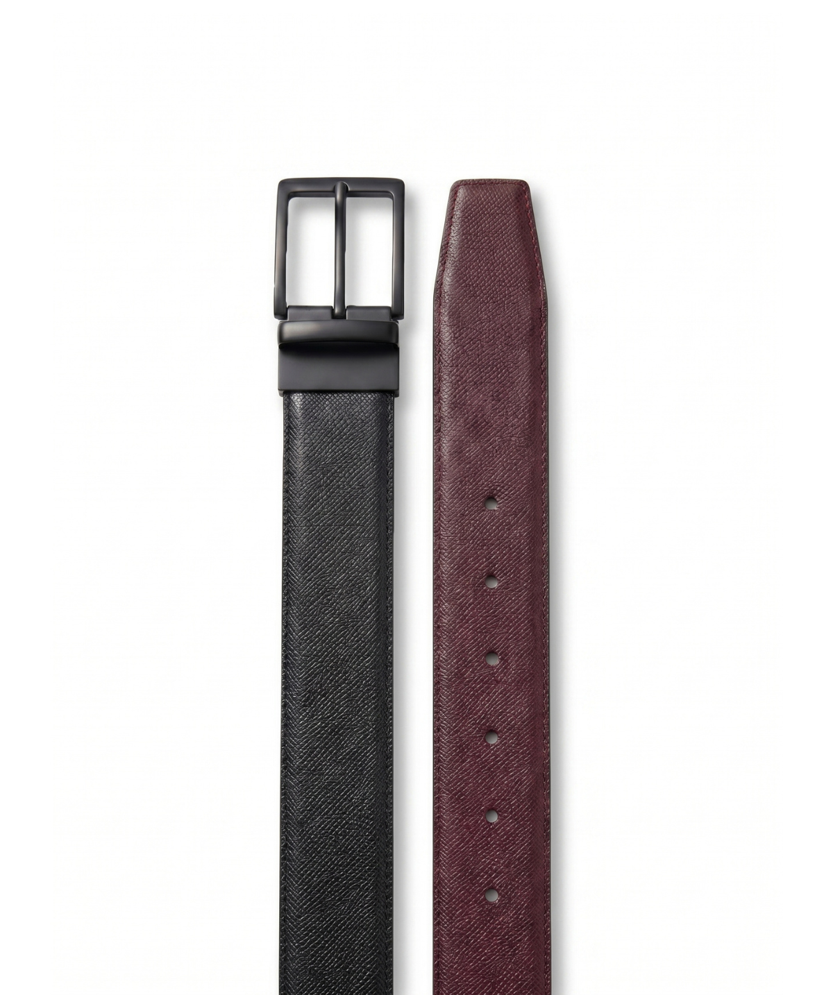 Reversible Black and Burgundy Leather Belt