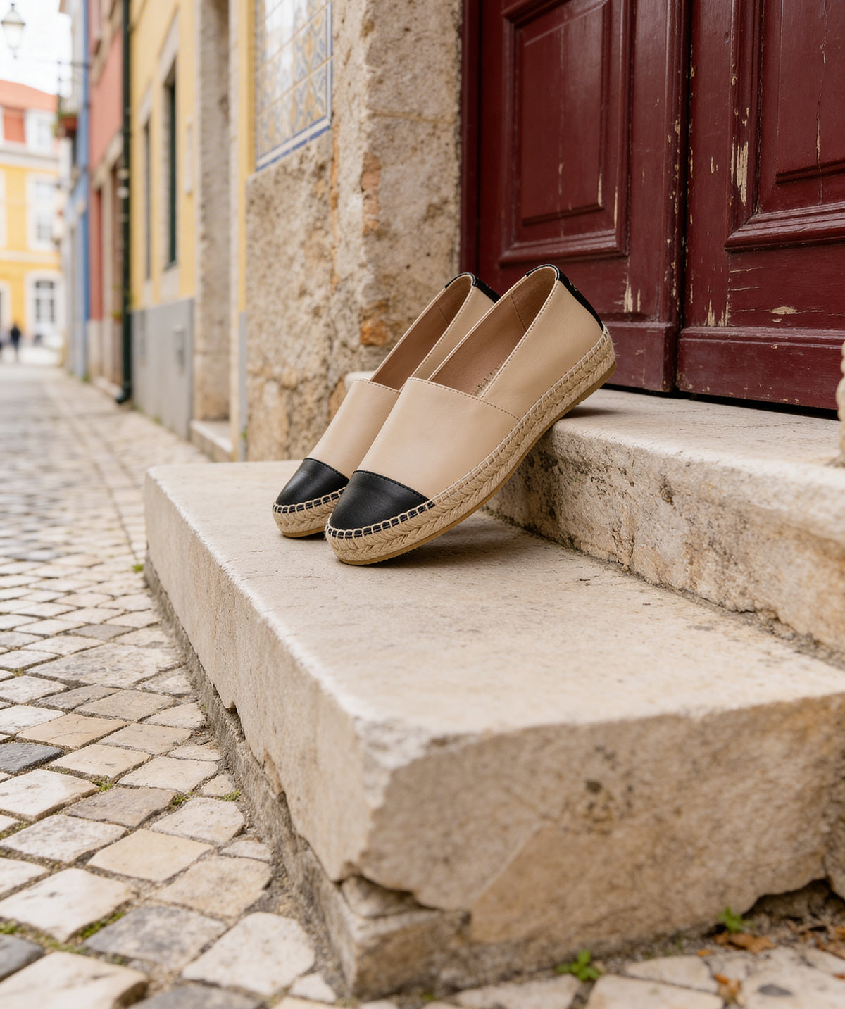 IZIA Beige and Black Espadrilles