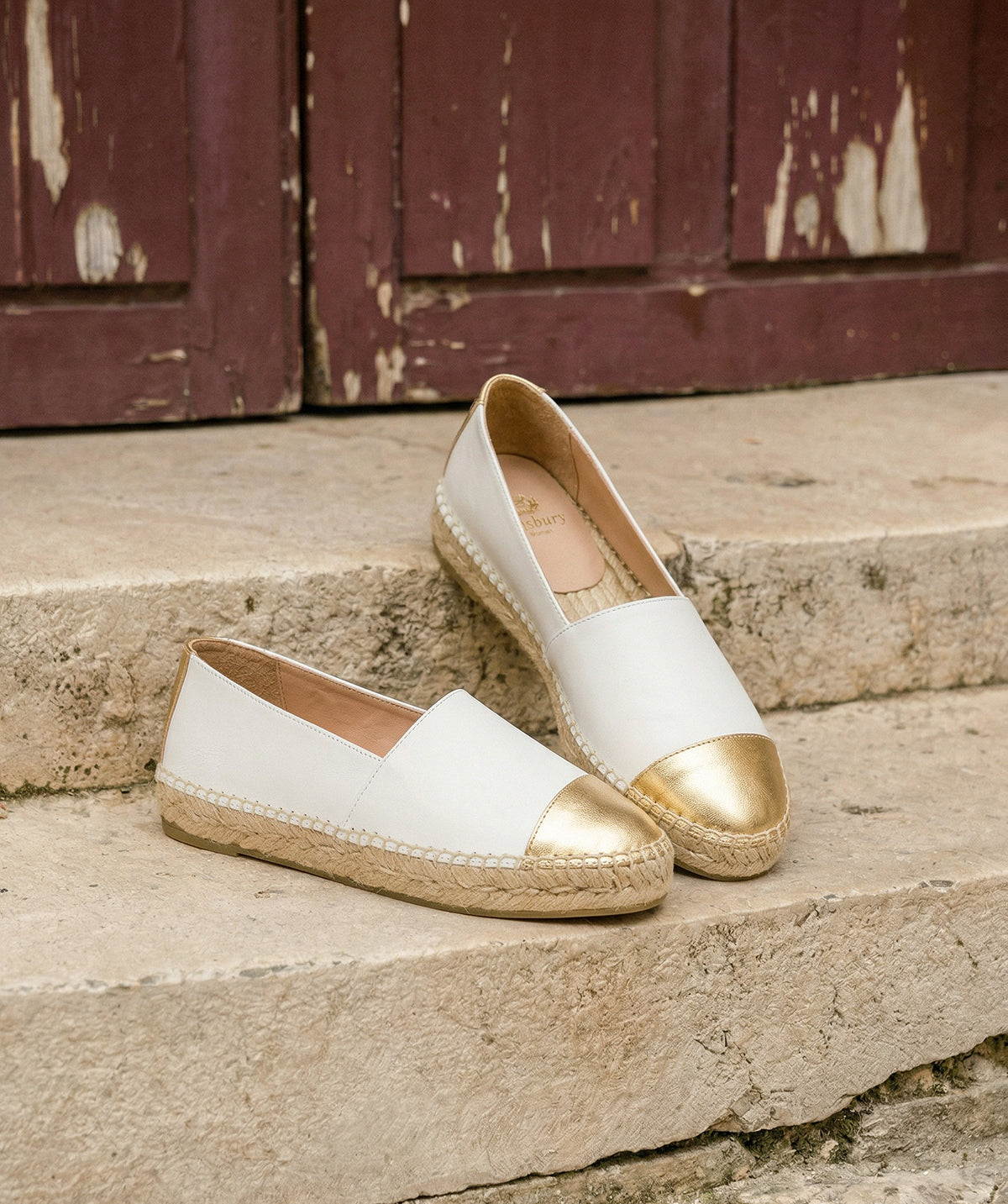 IZIA White and Gold Espadrilles