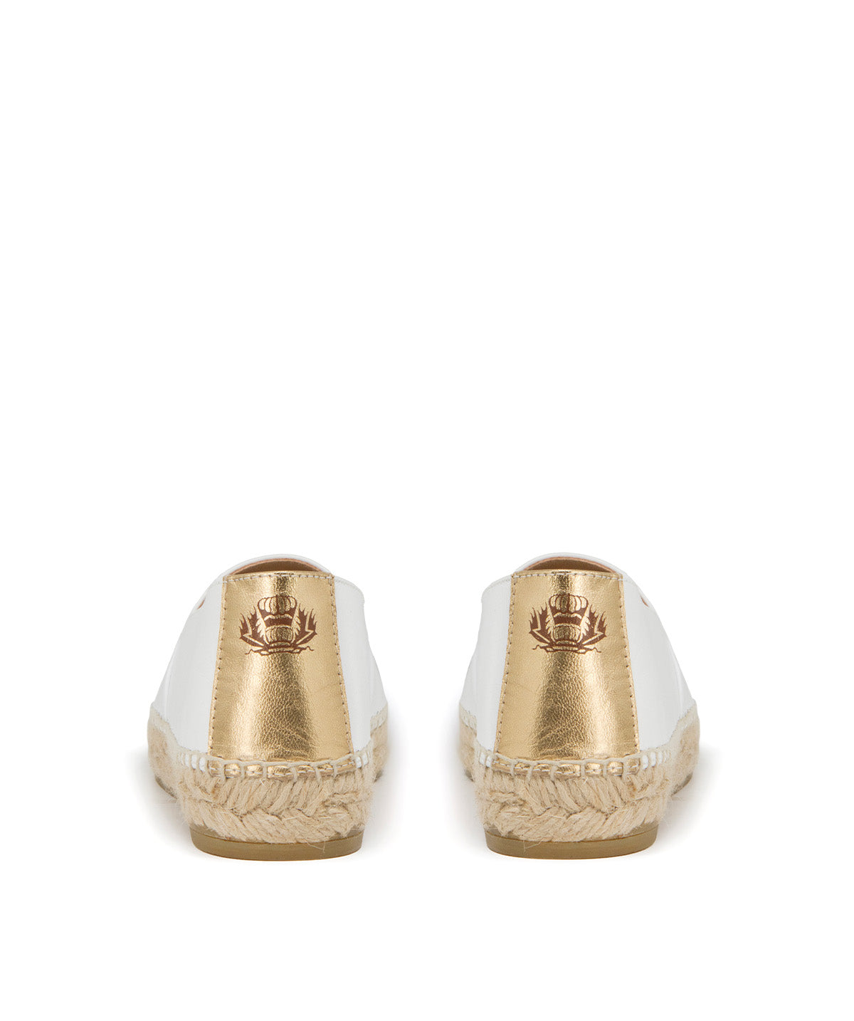 IZIA White and Gold Espadrilles