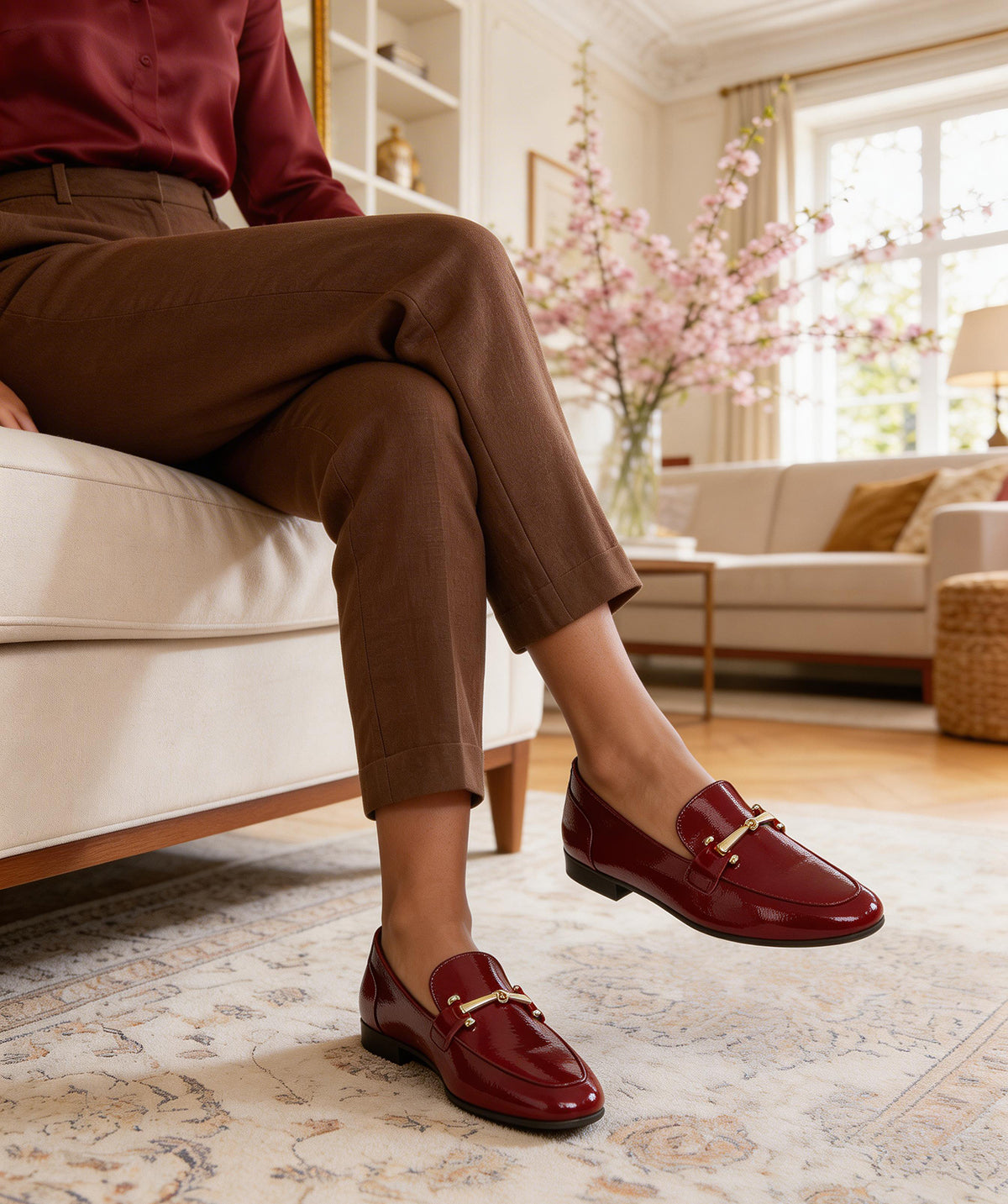 Mocassins AMELIE Vernis Cerise