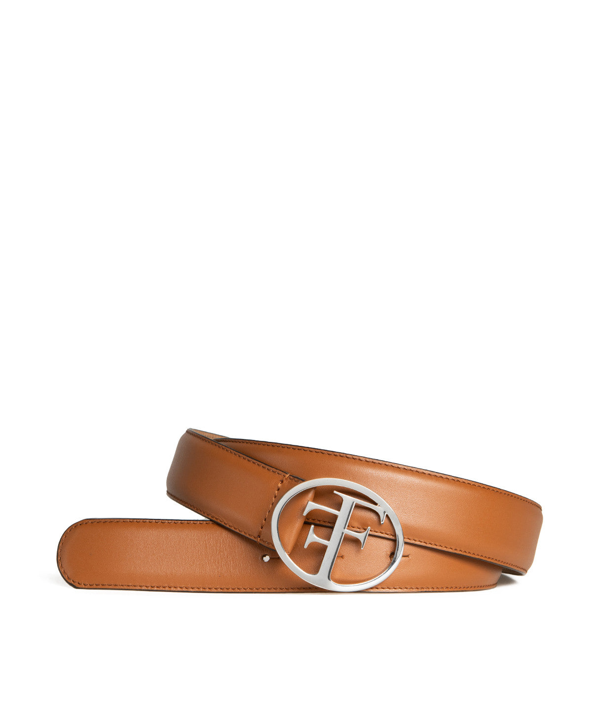 Ceinture PARIS Cognac Boucle Argent