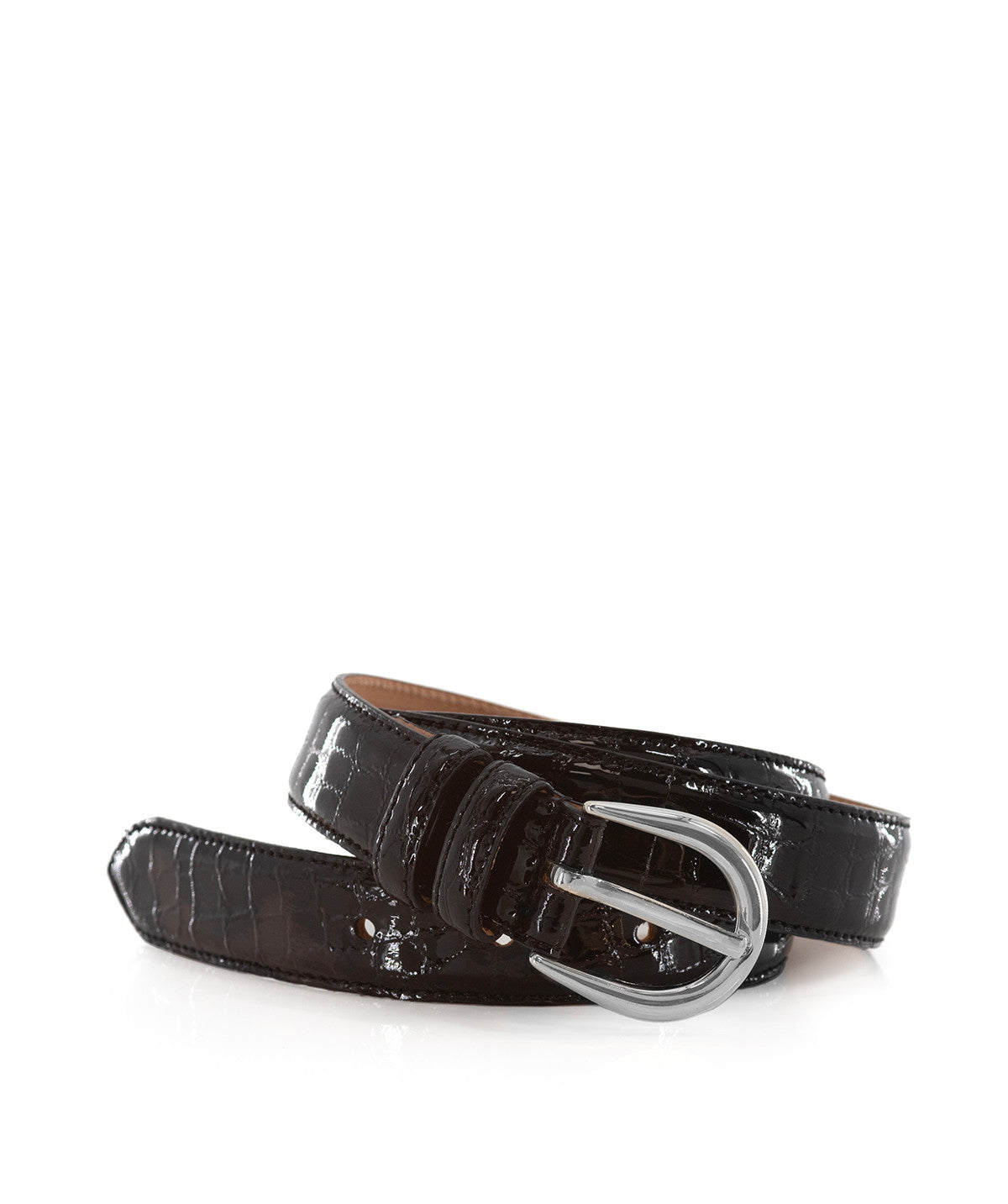 Ceinture ROME Croco Brun boucle Argent
